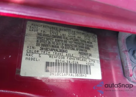 2010 Nissan Versa 1.8S from USA, damaged, VIN 3N1BC1APXAL383843